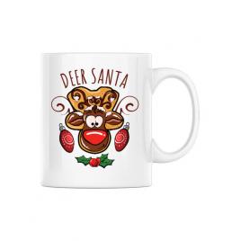 Cana personalizata deer santa alb