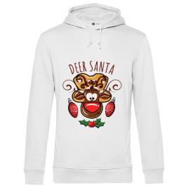 Hoodie barbat cu gluga deer santa alb