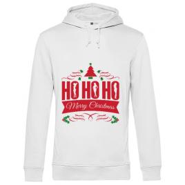 Hoodie barbat cu gluga ho ho ho merry christmas alb