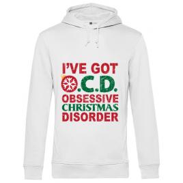 Hoodie barbat cu gluga obsessive christmas disorder alb