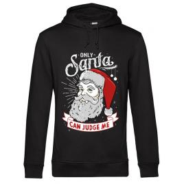 Hoodie barbat cu gluga only santa can judge me negru