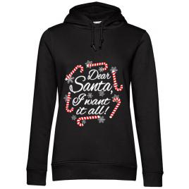 Hoodie dama cu gluga dear santa negru