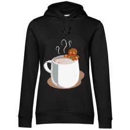 Hoodie dama cu gluga gingerbread man negru