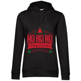 Hoodie dama cu gluga ho ho ho merry christmas negru
