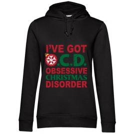 Hoodie dama cu gluga obsessive christmas disorder negru