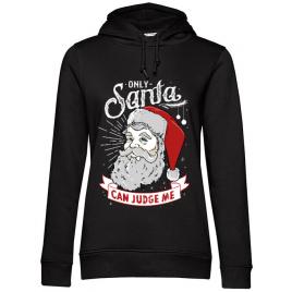 Hoodie dama cu gluga only santa can judge me negru