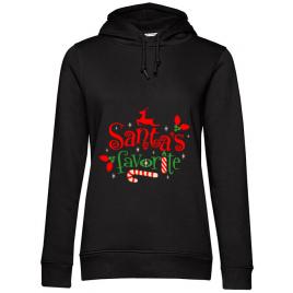Hoodie dama cu gluga santas favorite negru