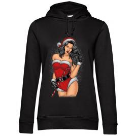 Hoodie dama cu gluga sexy santa girl negru