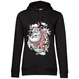 Hoodie dama cu gluga skater santa negru