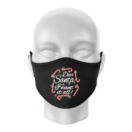 Masca personalizata reutilizabila dear santa negru