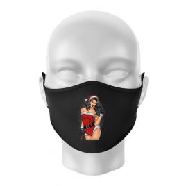 Masca personalizata reutilizabila sexy santa girl negru
