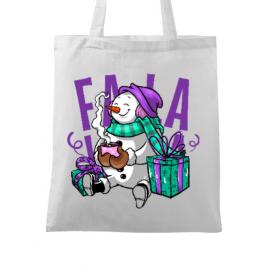 Sacosa din panza christmas carol alb