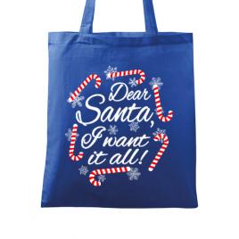 Sacosa din panza dear santa albastru regal