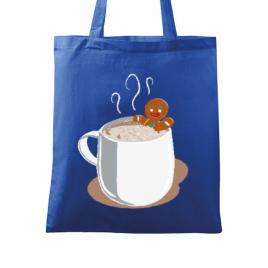 Sacosa din panza gingerbread man albastru regal