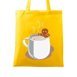 Sacosa din panza gingerbread man galben