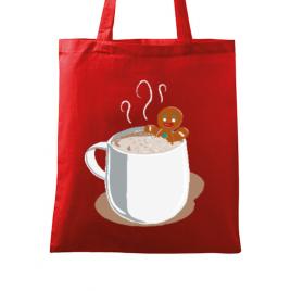 Sacosa din panza gingerbread man rosu