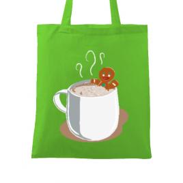Sacosa din panza gingerbread man verde mar