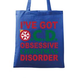 Sacosa din panza obsessive christmas disorder albastru regal