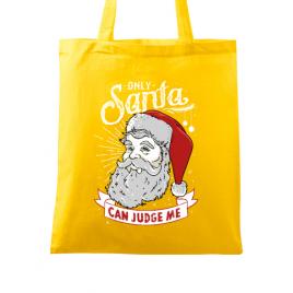 Sacosa din panza only santa can judge me galben