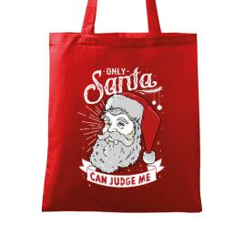 Sacosa din panza only santa can judge me rosu