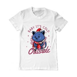 Tricou adler barbat its cold outside alb