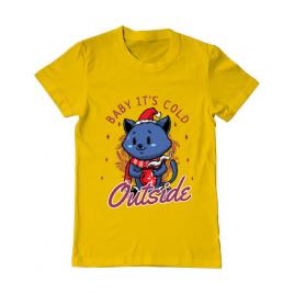 Tricou adler barbat its cold outside galben