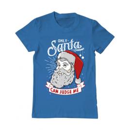 Tricou adler barbat only santa can judge me albastru azuriu