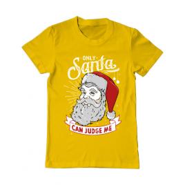 Tricou adler barbat only santa can judge me galben