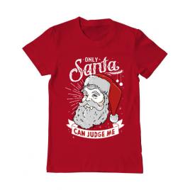 Tricou adler barbat only santa can judge me rosu
