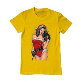 Tricou adler barbat sexy santa girl galben