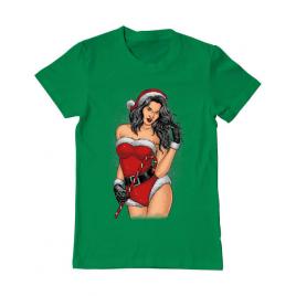 Tricou adler barbat sexy santa girl verde mediu