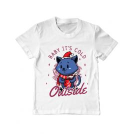 Tricou adler copil its cold outside alb