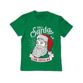 Tricou adler copil only santa can judge me verde mediu