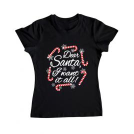 Tricou adler dama dear santa negru