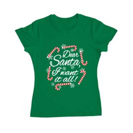 Tricou adler dama dear santa verde mediu