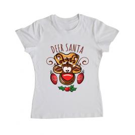 Tricou adler dama deer santa alb