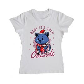 Tricou adler dama its cold outside alb