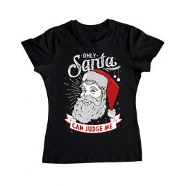 Tricou adler dama only santa can judge me negru