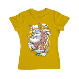 Tricou adler dama skater santa galben