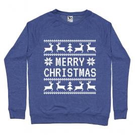 Bluza adler barbat merry christmas ugly sweater albastru melanj