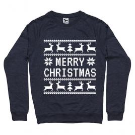 Bluza adler barbat merry christmas ugly sweater denim inchis