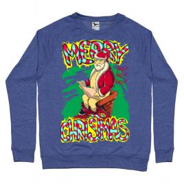 Bluza adler barbat naughty santa albastru melanj