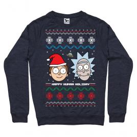 Bluza adler barbat rick and morty christmas denim inchis