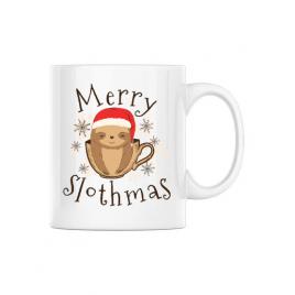 Cana personalizata merry slothmas alb