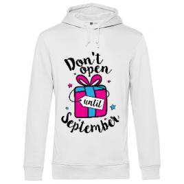 Hoodie barbat cu gluga dont open until september alb
