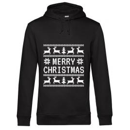 Hoodie barbat cu gluga merry christmas ugly sweater negru