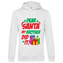 Hoodie barbat cu gluga my brother did it alb