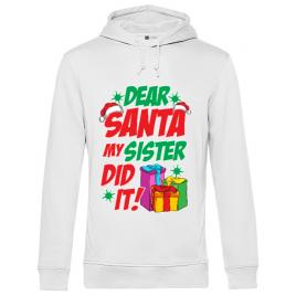 Hoodie barbat cu gluga my sister did it alb