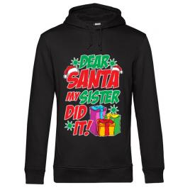 Hoodie barbat cu gluga my sister did it negru