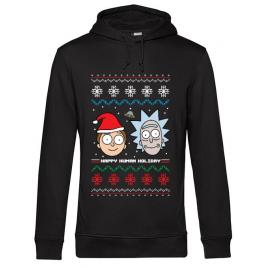 Hoodie barbat cu gluga rick and morty christmas negru